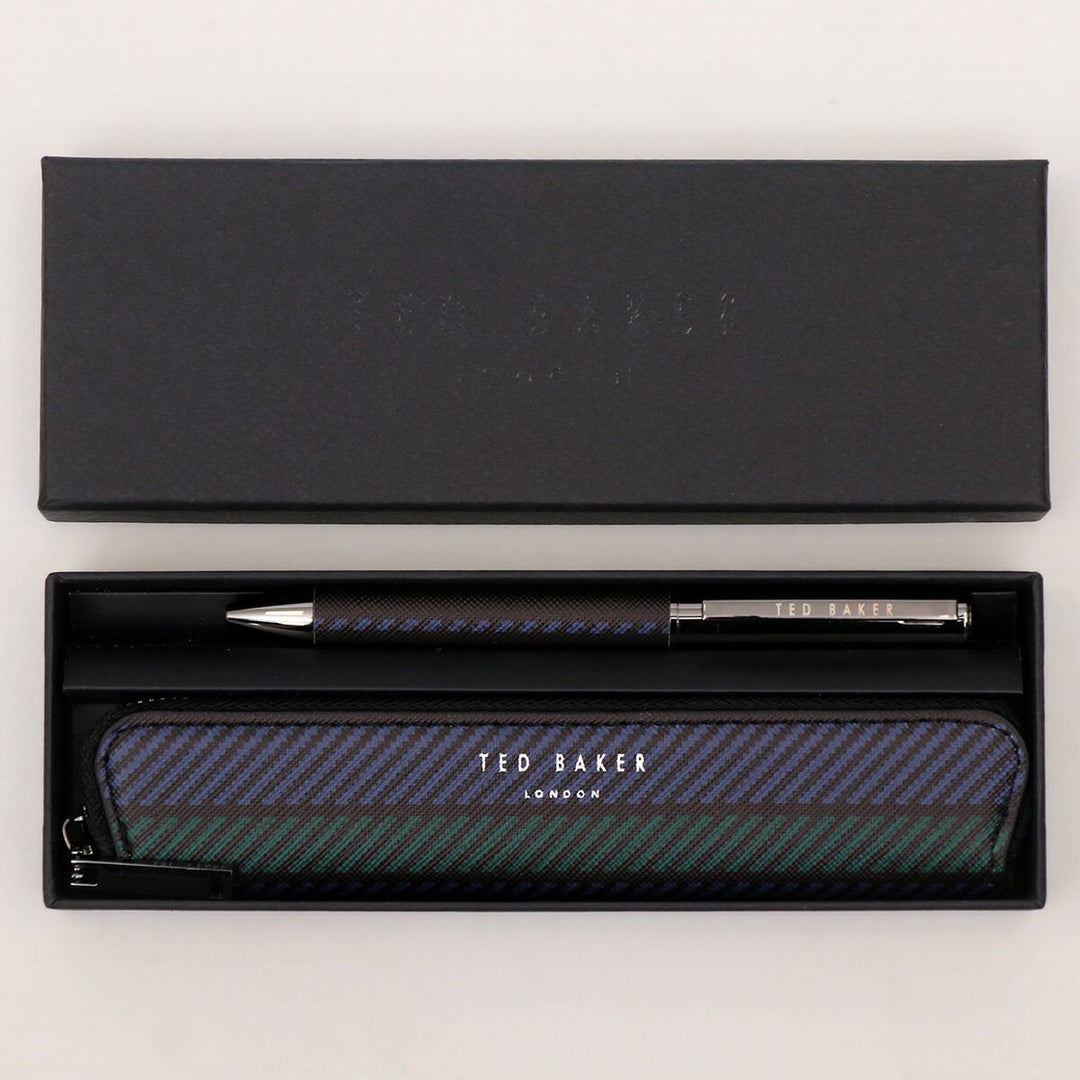 Ted Baker Glenvil Printed Pencil Case and Pen Set | Black