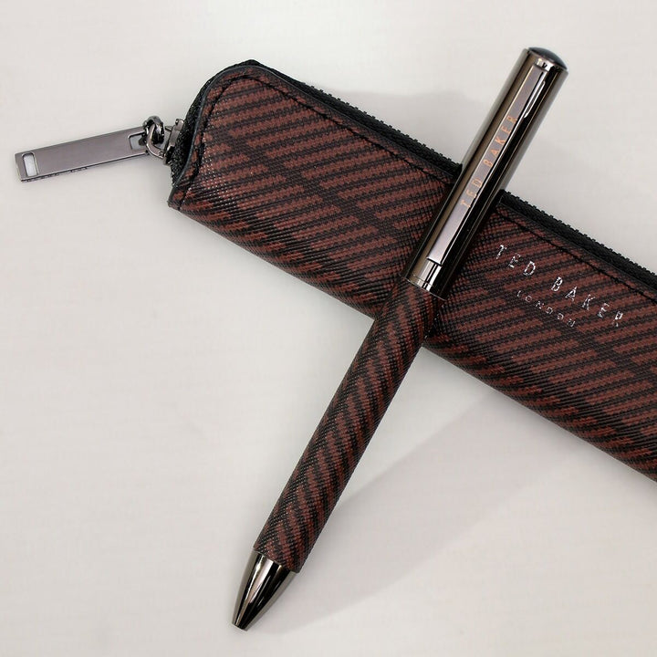 Ted Baker Wendall Printed Weave PU Pen Set | Black