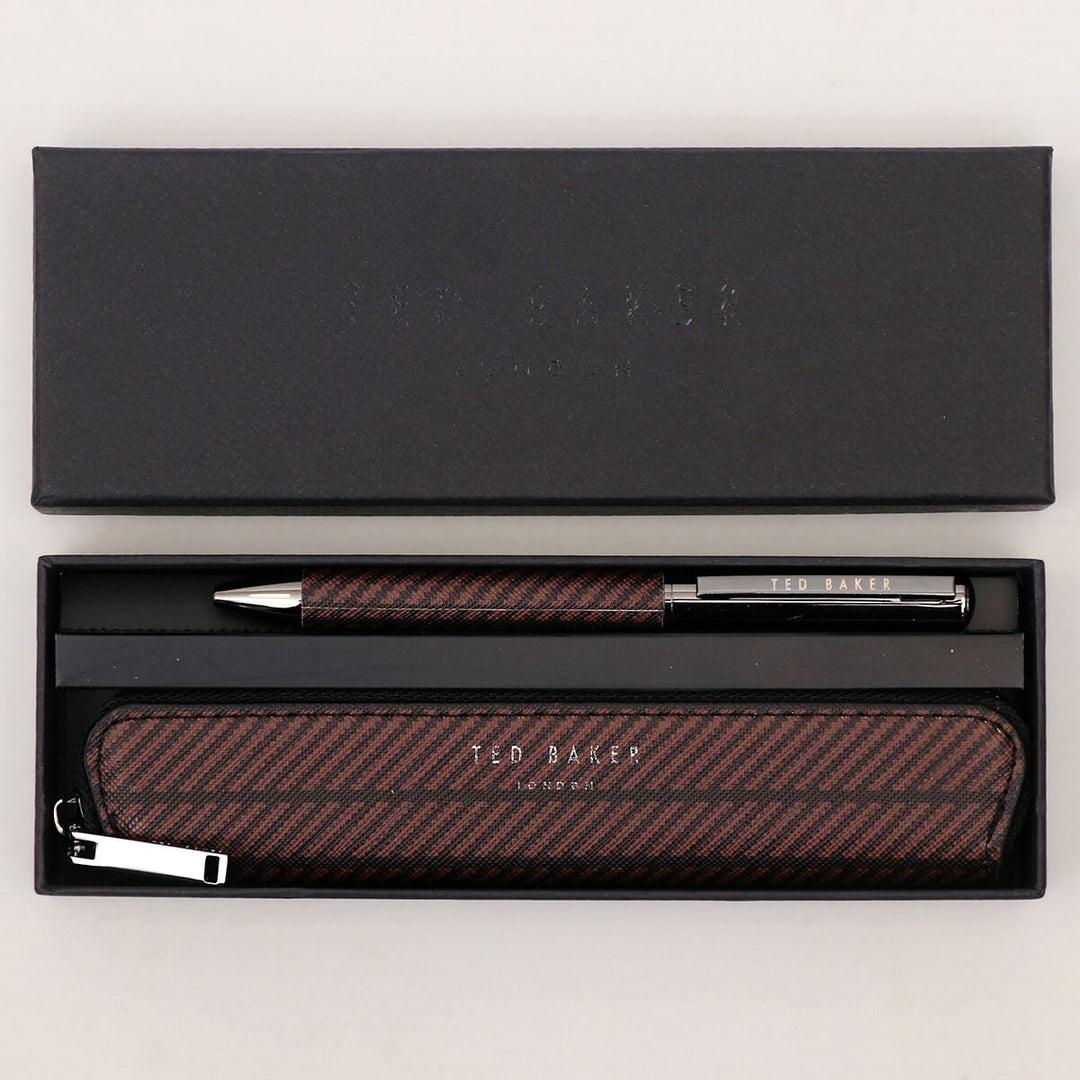 Ted Baker Wendall Printed Weave PU Pen Set | Black