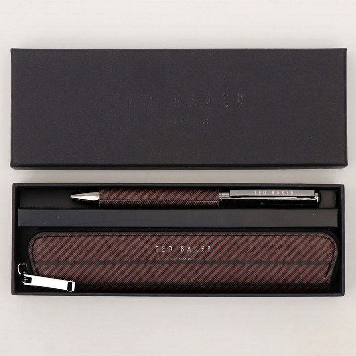 Ted Baker Wendall Printed Weave PU Pen Set | Black