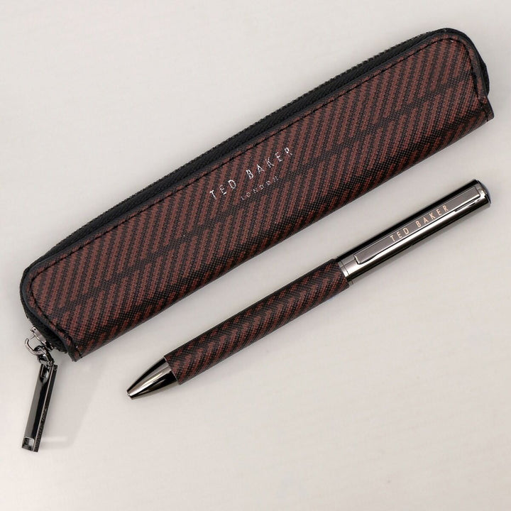 Ted Baker Wendall Printed Weave PU Pen Set | Black
