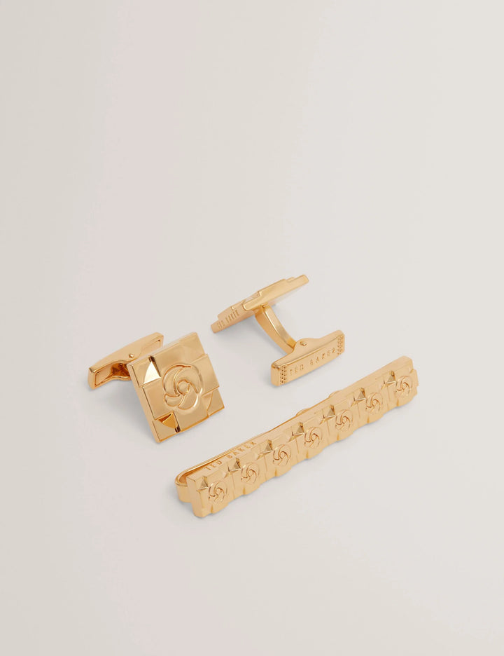 Ted Baker Rosemel Rose Cufflinks and Tie Bar Set | Gold