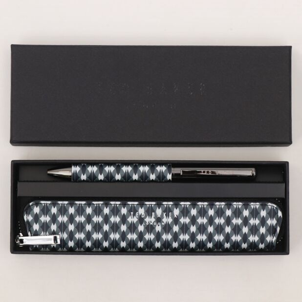 Ted Baker Wilberg Printed Weave PU Pen Set | Black
