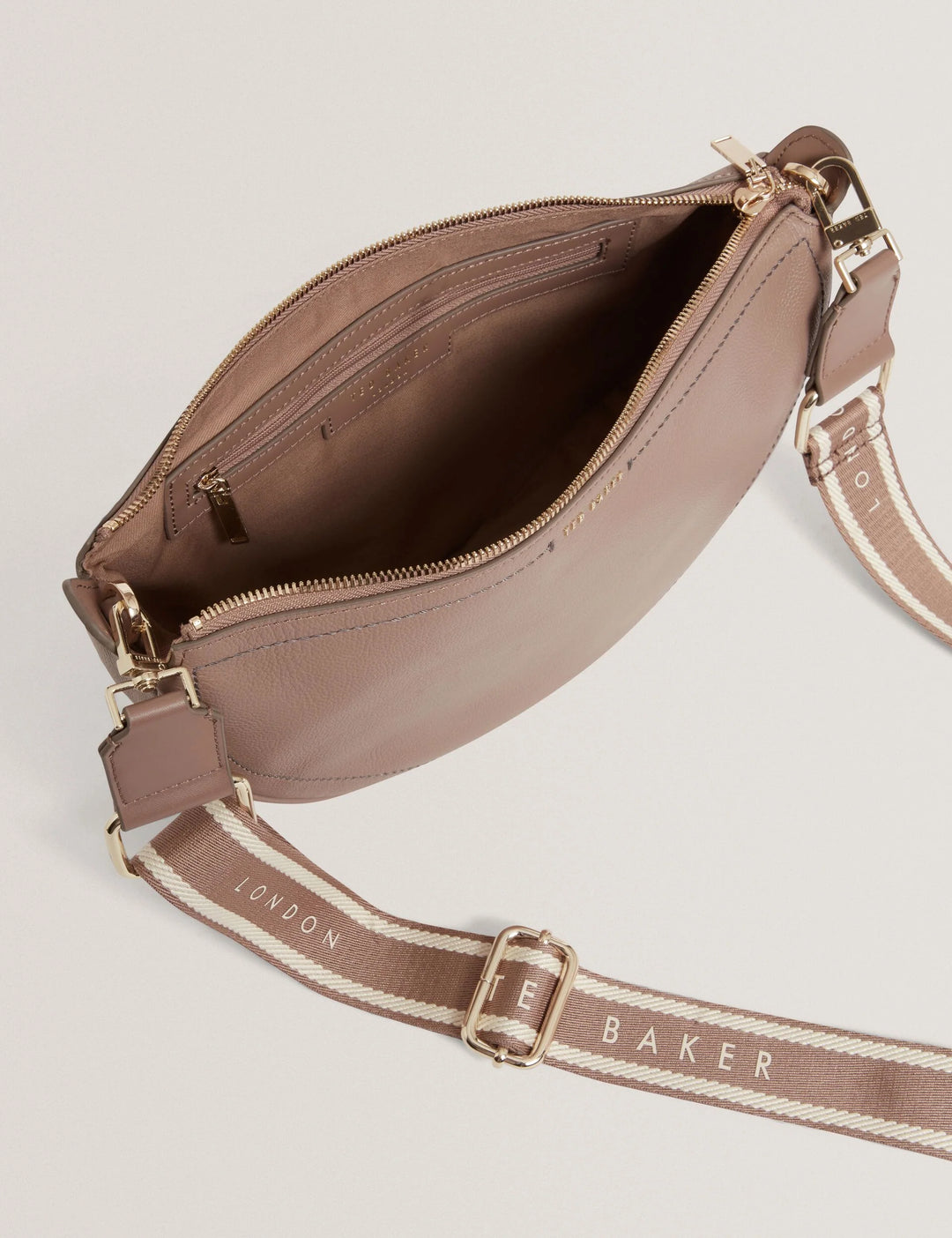 Ted Baker Webbing Strap Leather Sling Crossbody Bag | Taupe