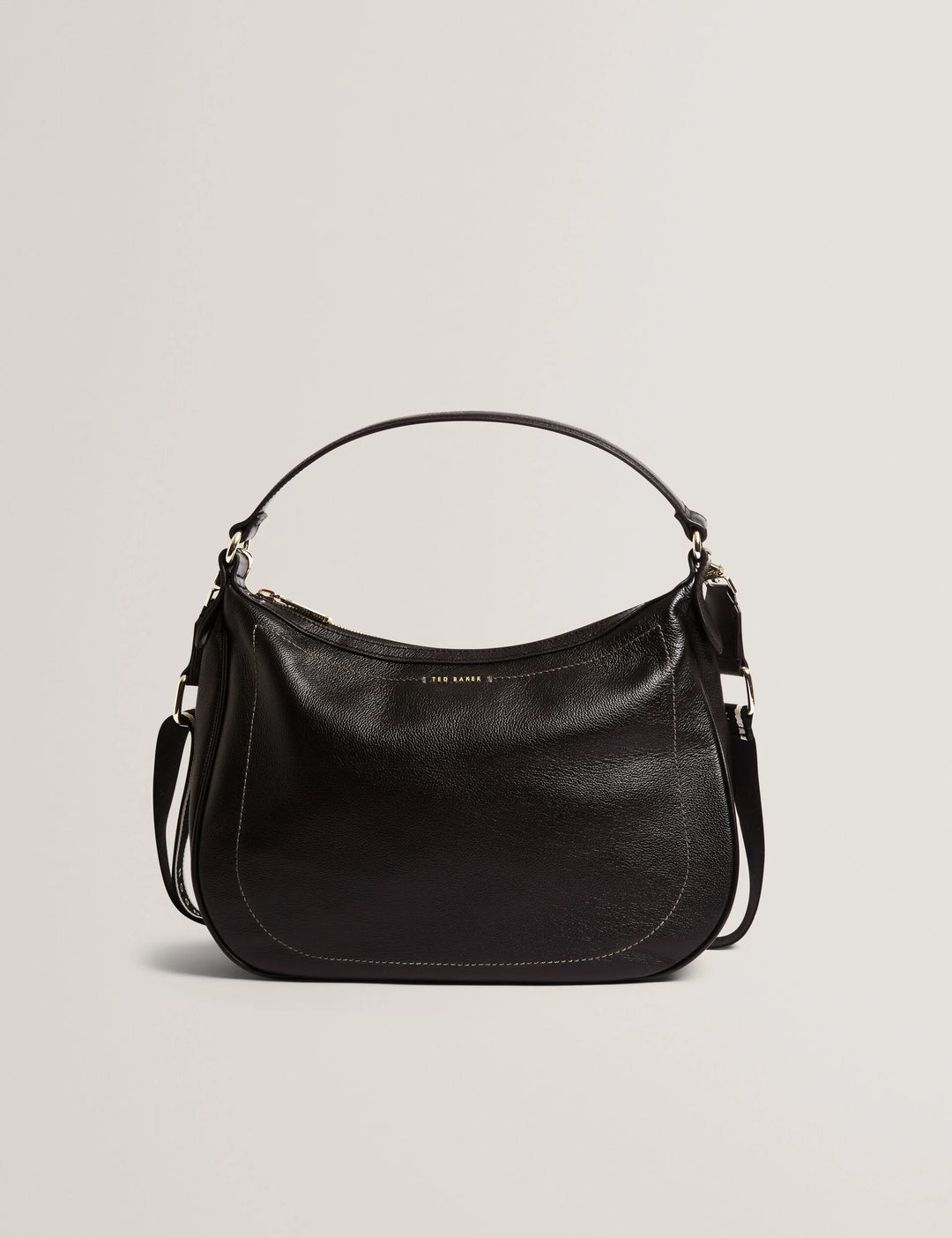 Ted Baker Lyshia Webbing Strap Large Leather Hobo Bag | Black