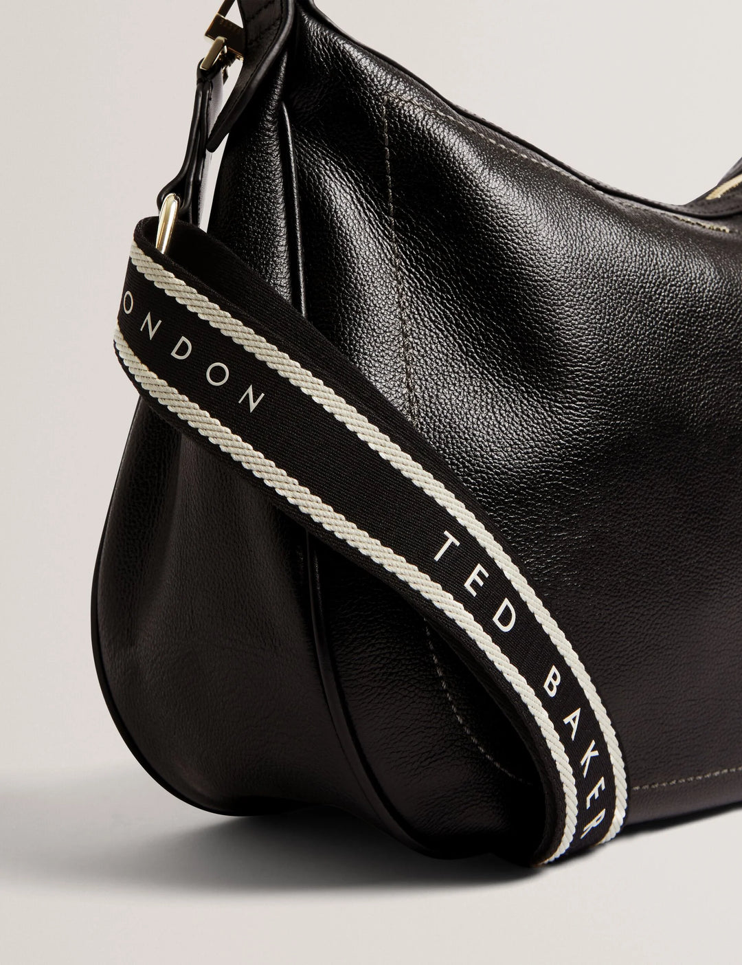 Ted Baker Lyshia Webbing Strap Large Leather Hobo Bag | Black