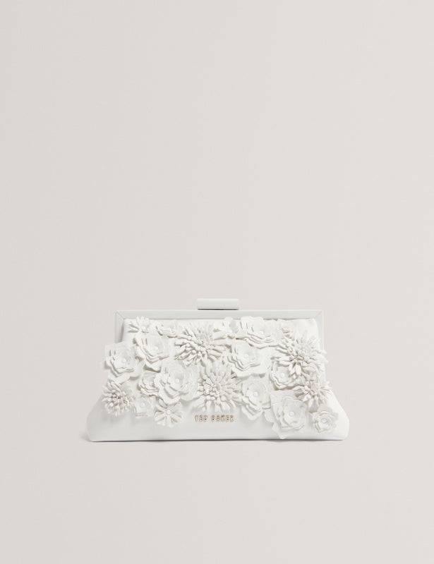 Ted Baker Fiorell Flower 3D Applique Clutch Bag | White