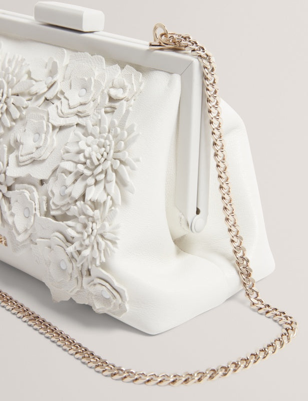 Ted Baker Fiorell Flower 3D Applique Clutch Bag | White