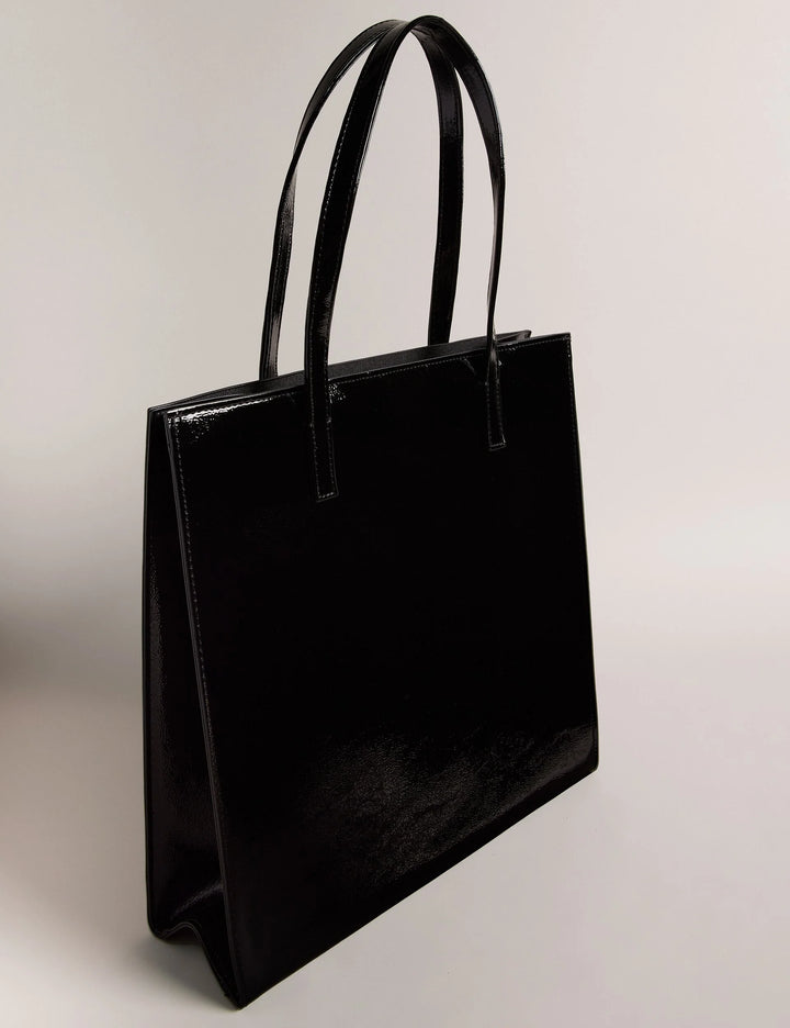Ted Baker Crinkon Large Crinkle Faux Leather Icon Tote Bag | Black