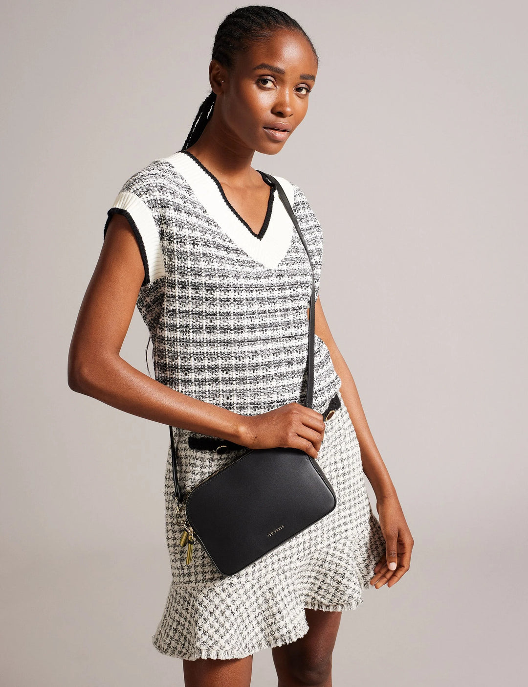 Ted Baker Darcelo Leather Double Zip Crossbody Camera Bag | Jet Black