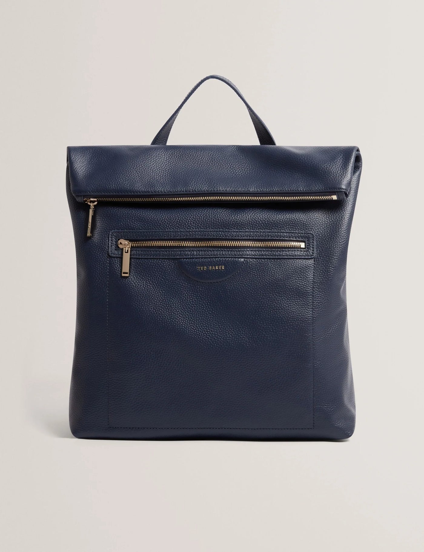 Ted Baker Essaya Leather Webbing Strap Fold Over Backpack | Navy
