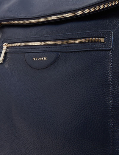 Ted Baker Essaya Leather Webbing Strap Fold Over Backpack | Navy