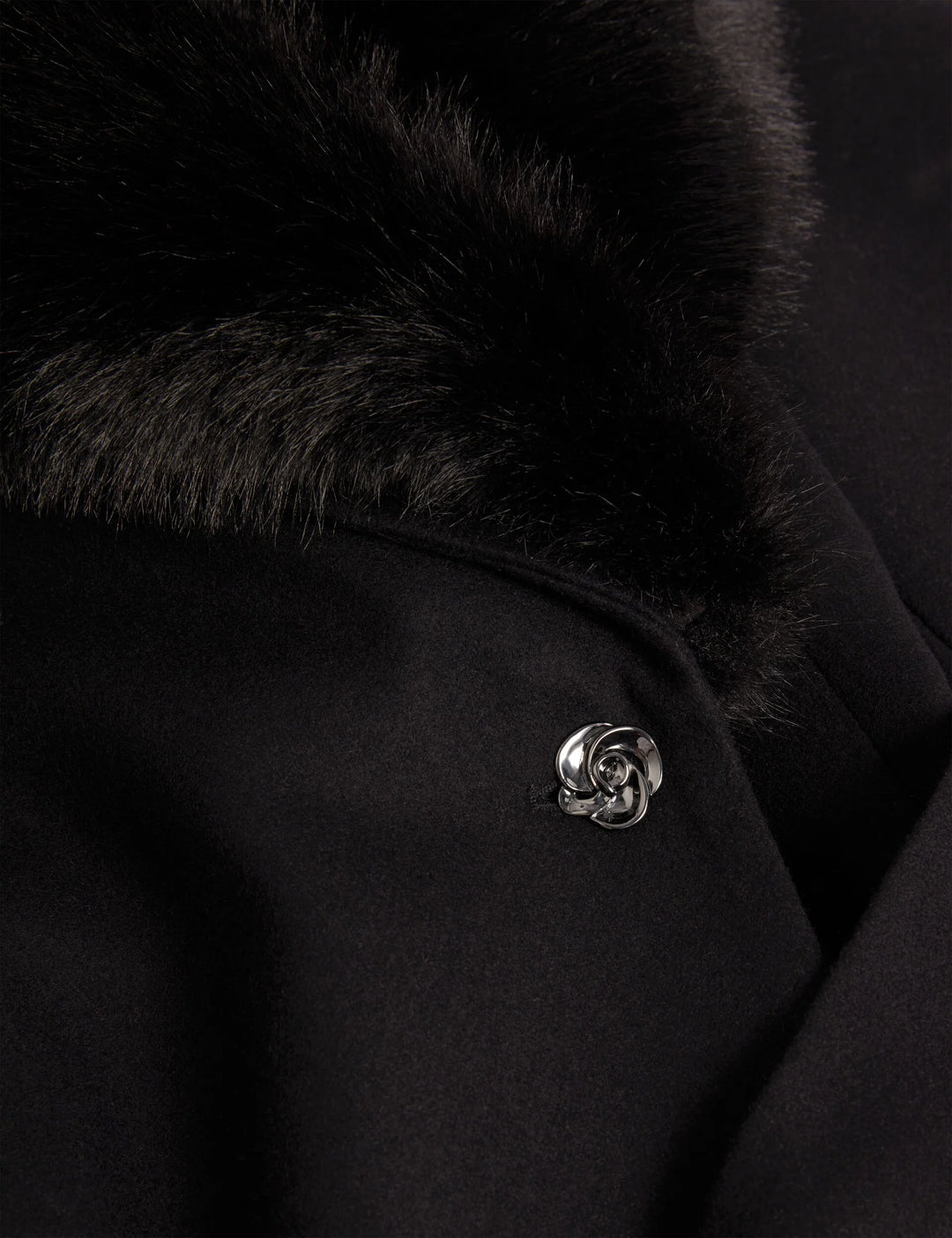 Ted Baker Musea Faux Fur Belted Long Coat | Black