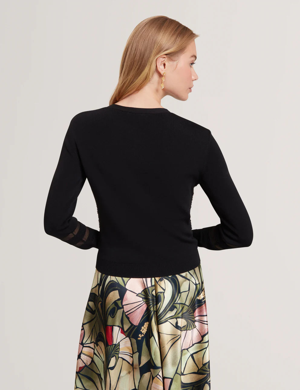 Ted Baker Calyaa Knit Cardigan With Invisible Yarn Panels | Black