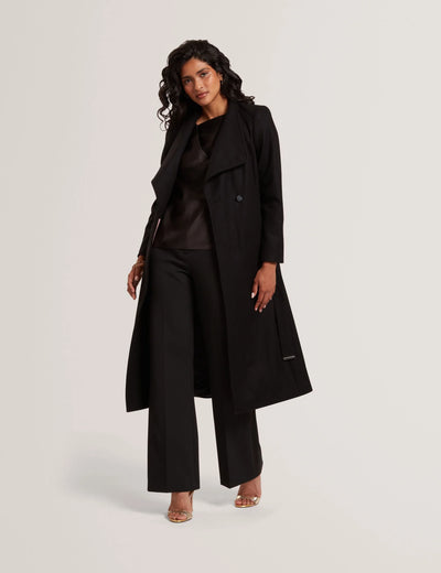 Ted Baker Rosell Long Length Wool Wrap Coat | Black