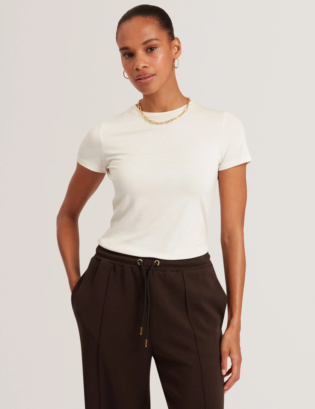 Ted Baker Soft Touch Fitted Short Sleeve T-Shirt | Ivory