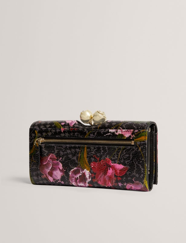 Ted Baker Talana Printed Floral Large Leather Bobble Purse | Black