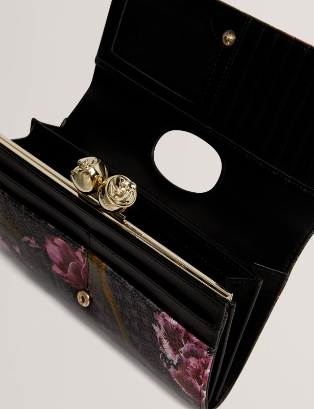 Ted Baker Talana Printed Floral Large Leather Bobble Purse | Black