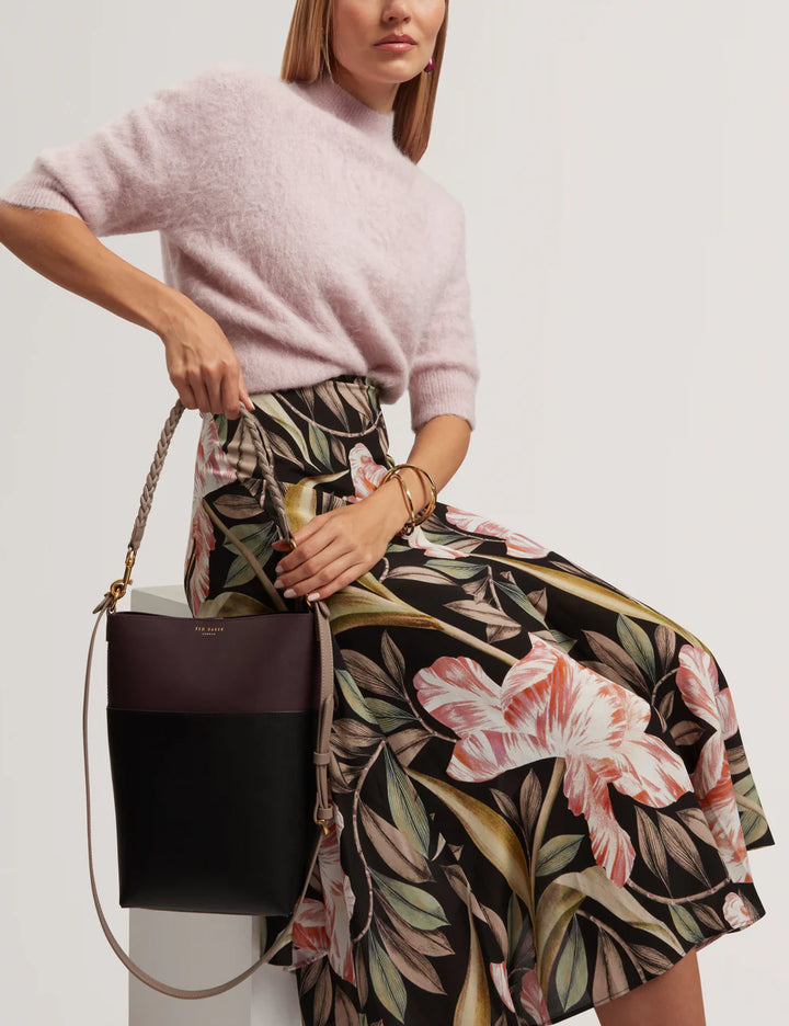 Ted Baker Wilna Woven Handle Colourblock Medium Bag  | Wine