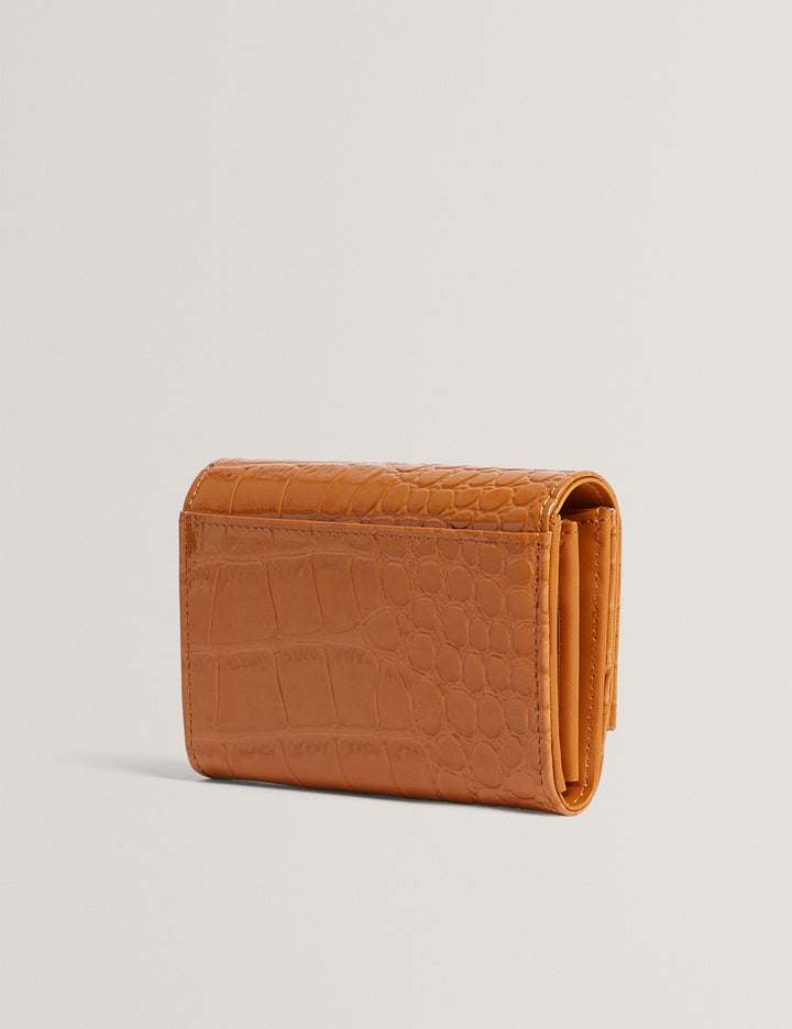 Ted Baker Patent Croc Texture Fold-Over Coin Purse | Tan