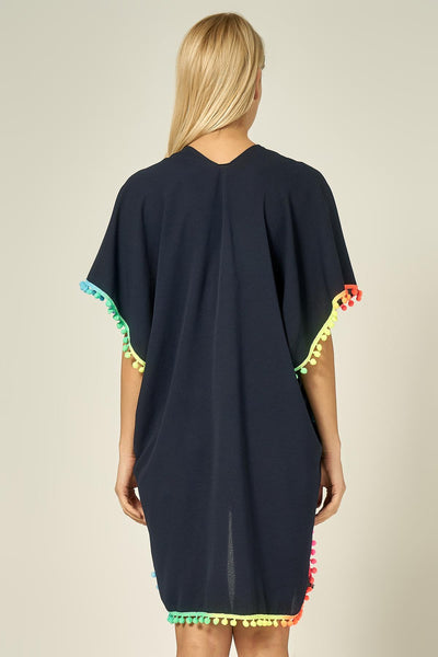 Never Needy Colorful Tassel Detailed Pareo | Navy
