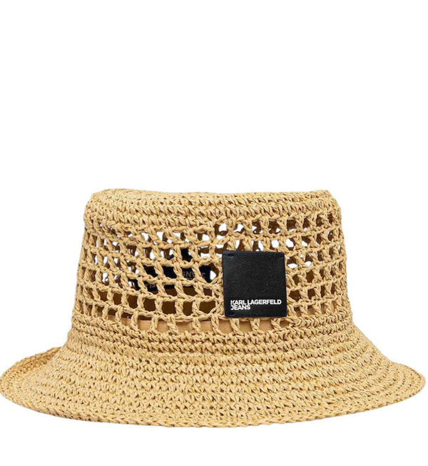 Karl Lagerfeld Raffia Bucket Women's Hat | Natural