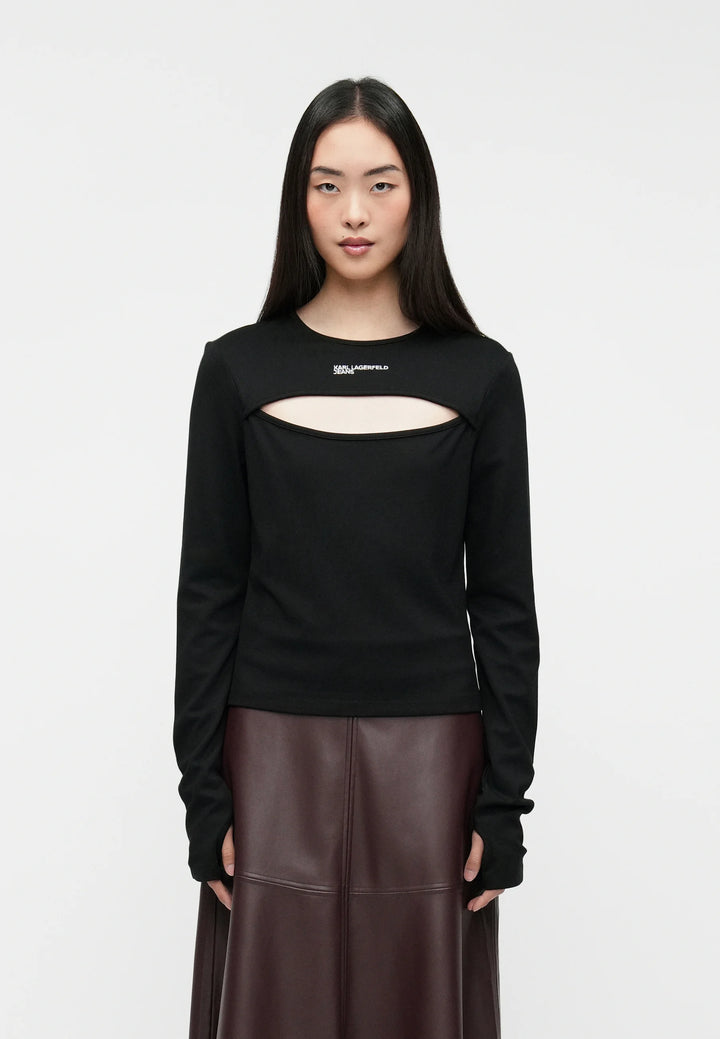 Karl Lagerfeld Milano Cut Out Women's Top | Black