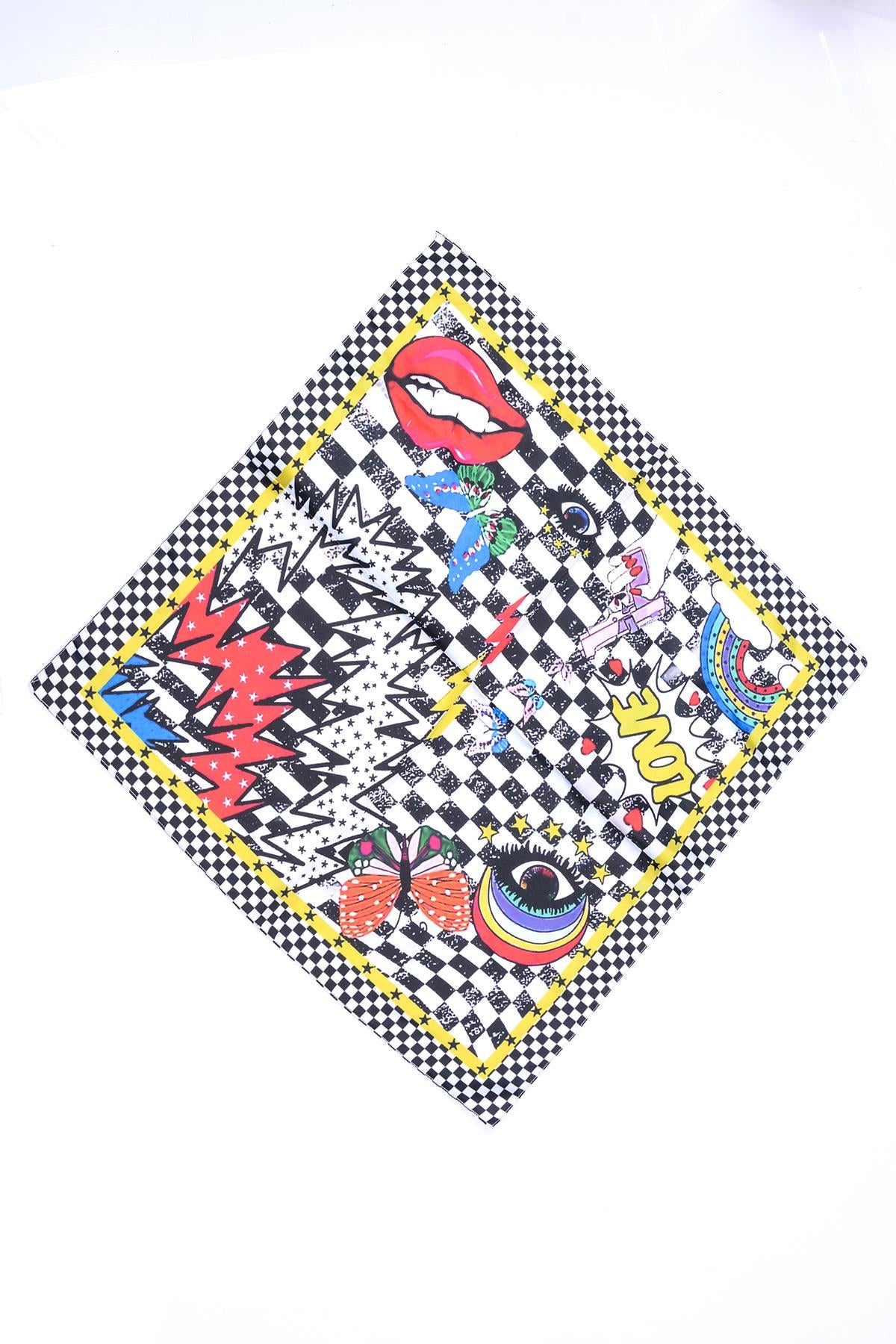 Never Needy Checkered Scarf | Multi/White