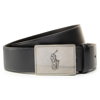 Ralph Lauren Pony Plaque Leather Belt | Black