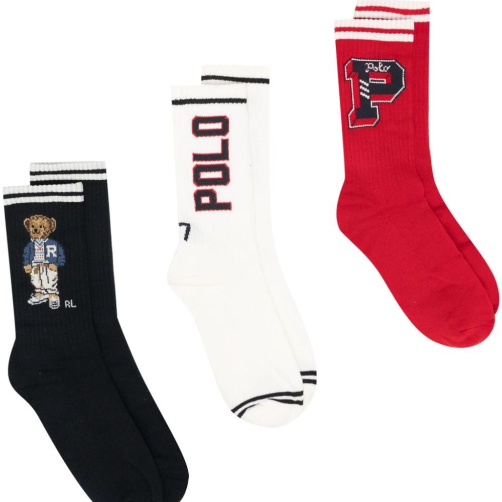 Ralph Lauren 3 Pack Socks Gift Box | Navy/Red/Ivory