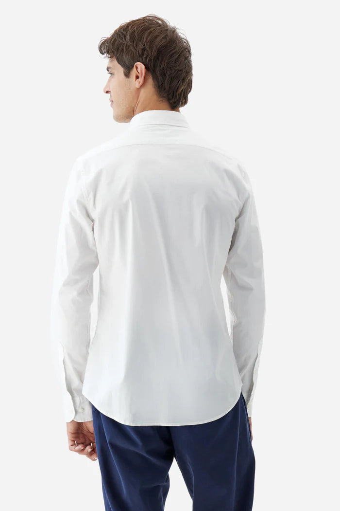 La Martina Slim Fit Cotton Shirt with Semi-Cutaway Collar | White