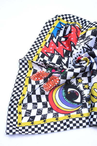 Never Needy Checkered Scarf | Multi/White