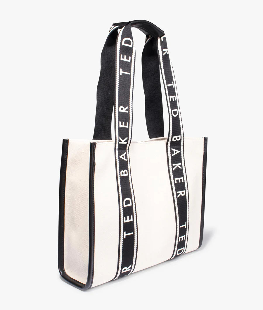 Ted Baker Georjia Branded Webbing Canvas Tote Bag | White