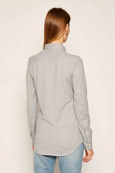 Ralph Lauren Slim Fit Knit Cotton Oxford Shirt | Boulder Grey