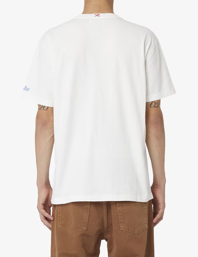 MC2 Man Heavy Cotton T-shirt with Apres Ski Embroidery | White