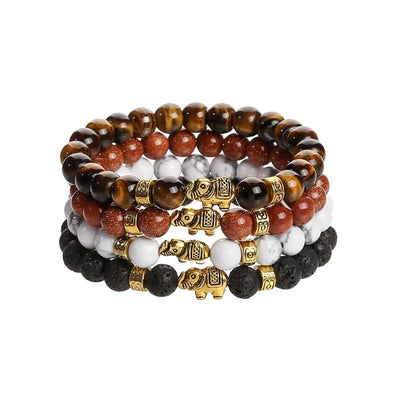 Never Needy Volcano Stone Elephant Bracelet | White