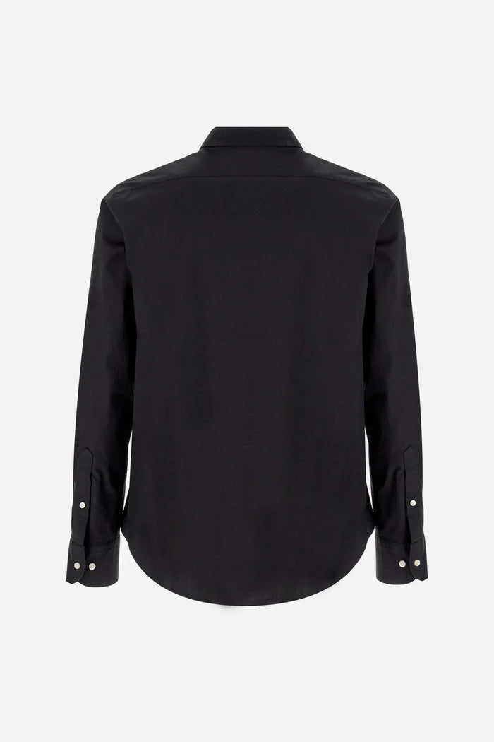 La Martina Slim Fit Cotton Shirt with Semi-Cutaway Collar | Black