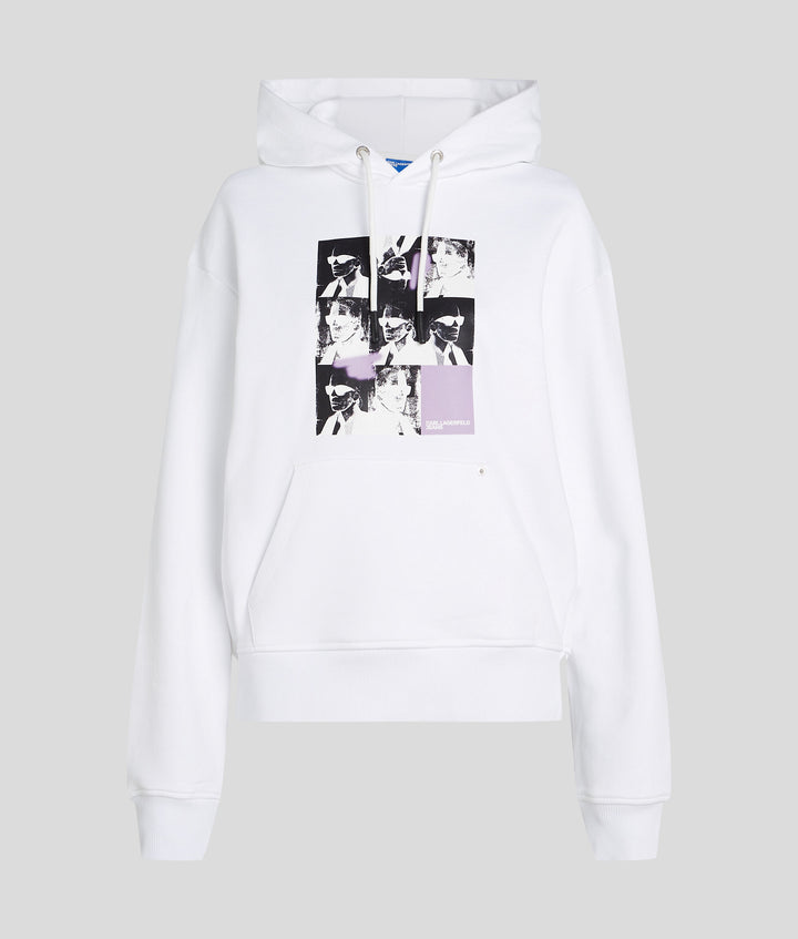 Karl Lagerfeld Women's Relaxed Fit Print Hoodie | White