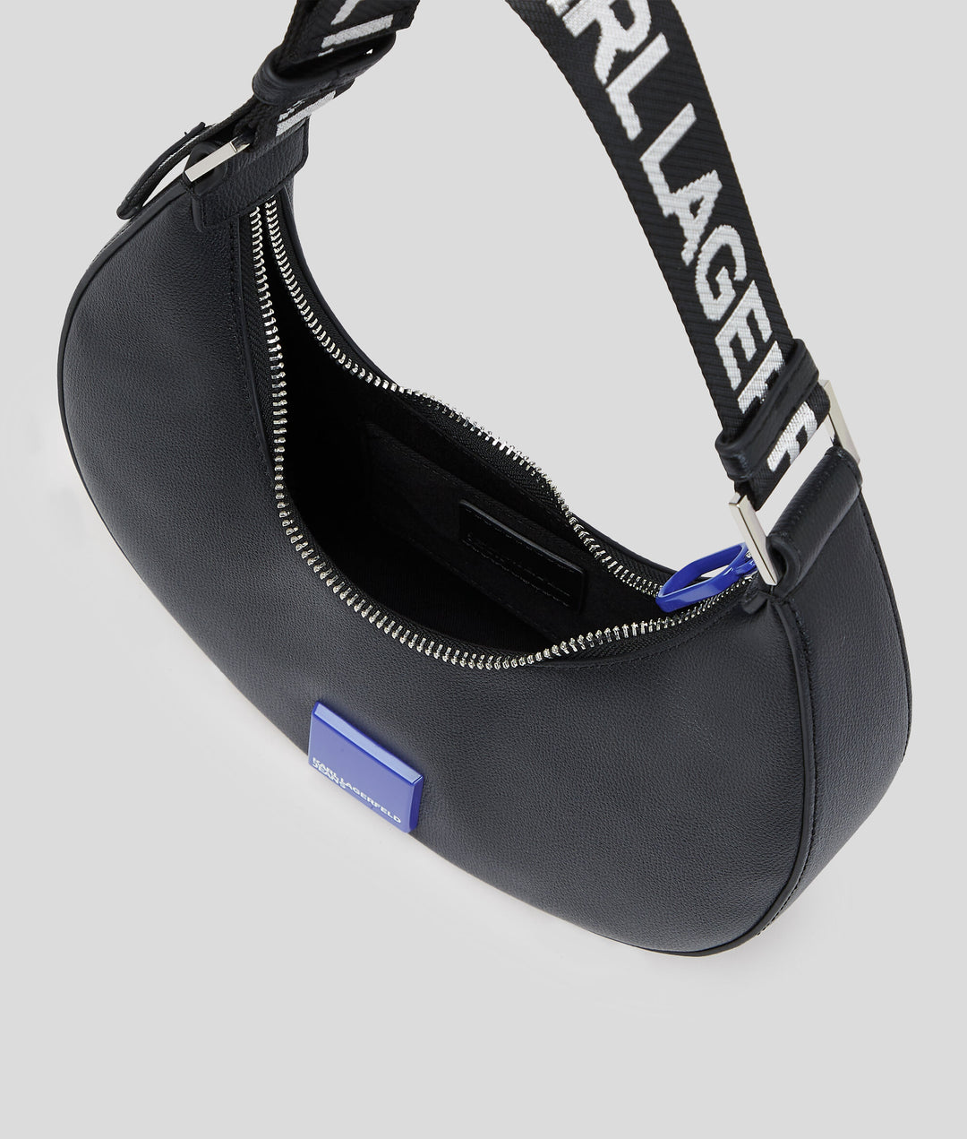 Karl Lagerfeld Box Logo Halfmoon Bag | Black