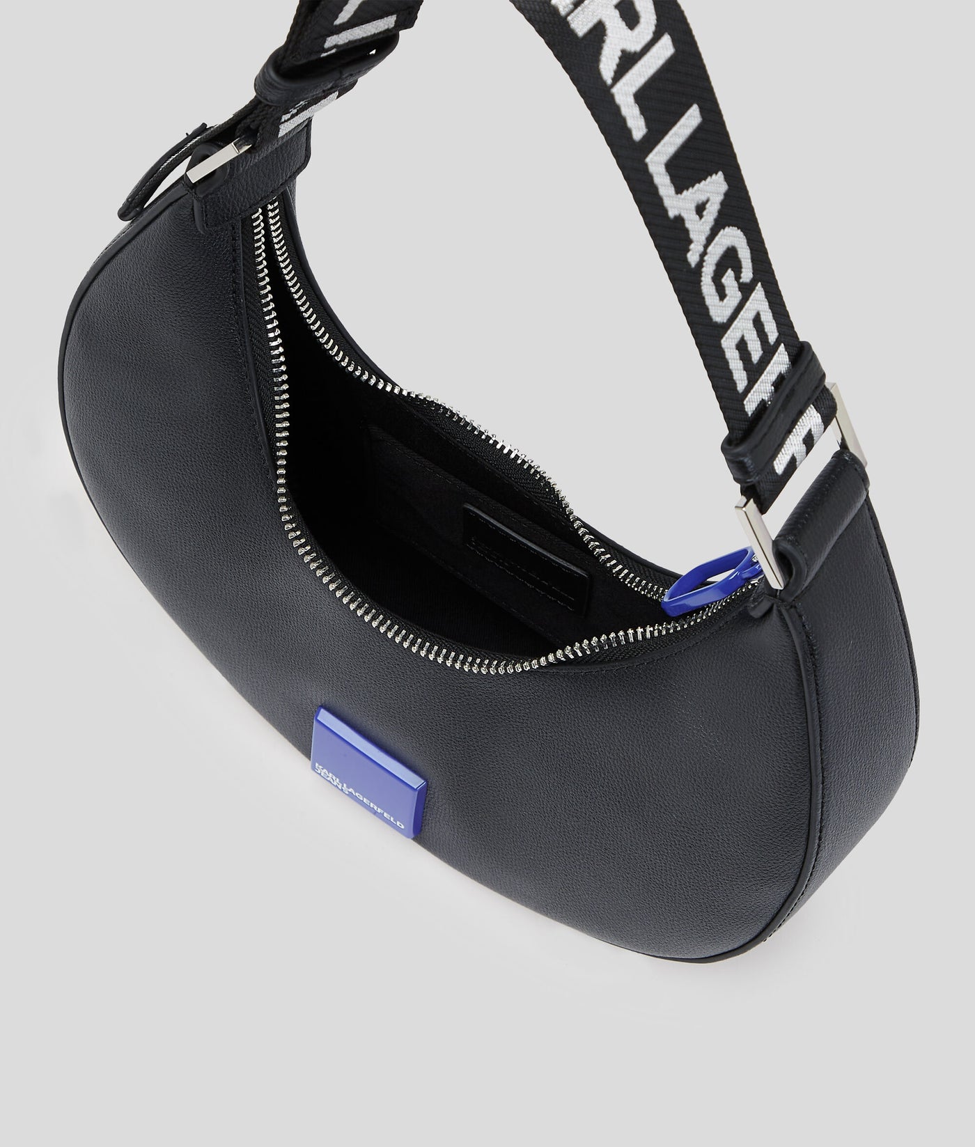 Karl Lagerfeld Box Logo Halfmoon Bag | Black
