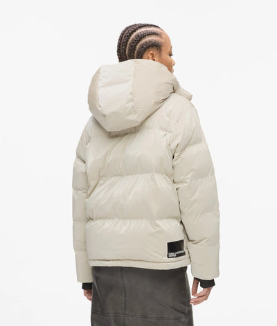 Karl Lagerfeld Women's Shiny Puffer Jacket | Off White