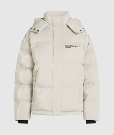 Karl Lagerfeld Women's Shiny Puffer Jacket | Off White