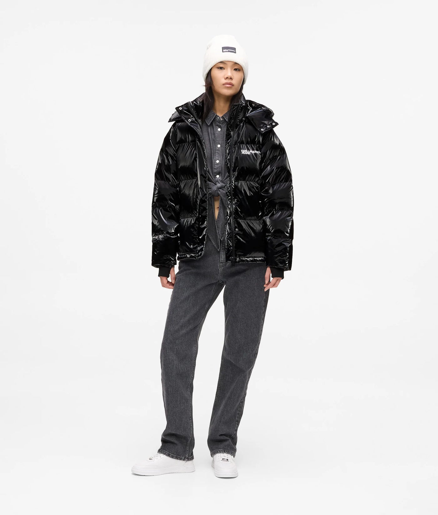 Karl Lagerfeld Women's Shiny Puffer Jacket | Black
