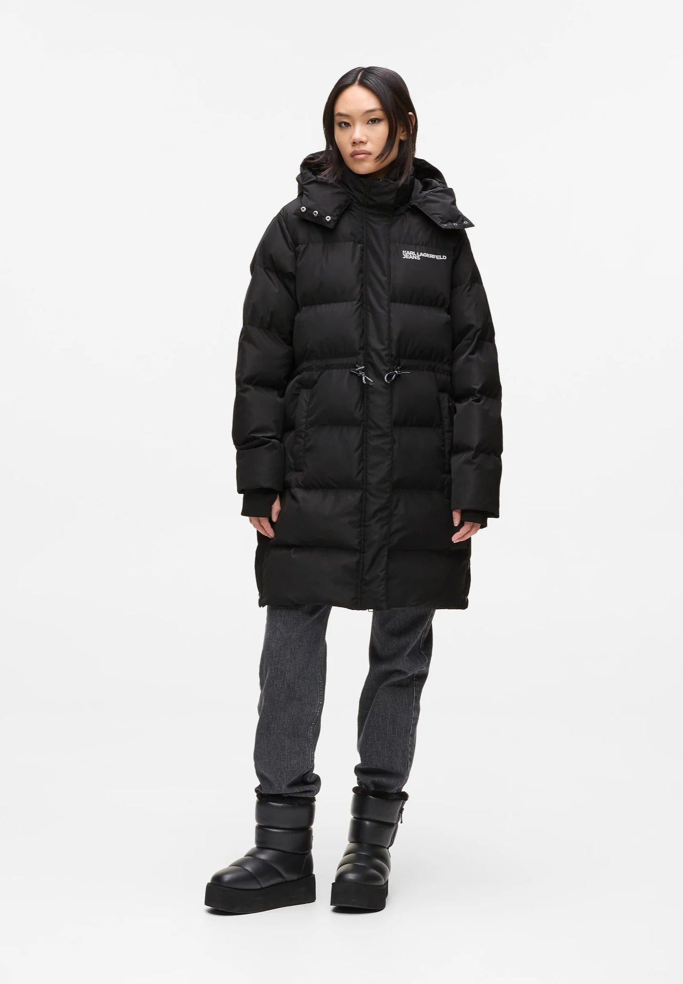 Karl Lagerfeld Women's Long Puffer Jacket | Black