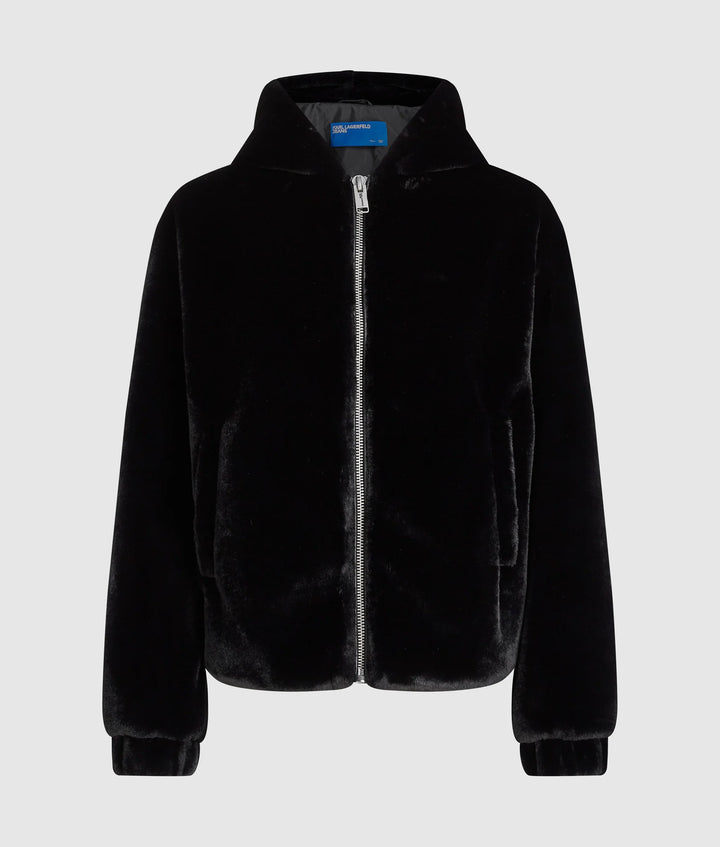 Karl Lagerfeld Faux Fur Jacket | Black