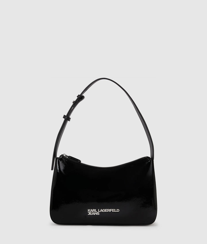 Karl Lagerfeld Logo Shiny Shoulder Bag | Black
