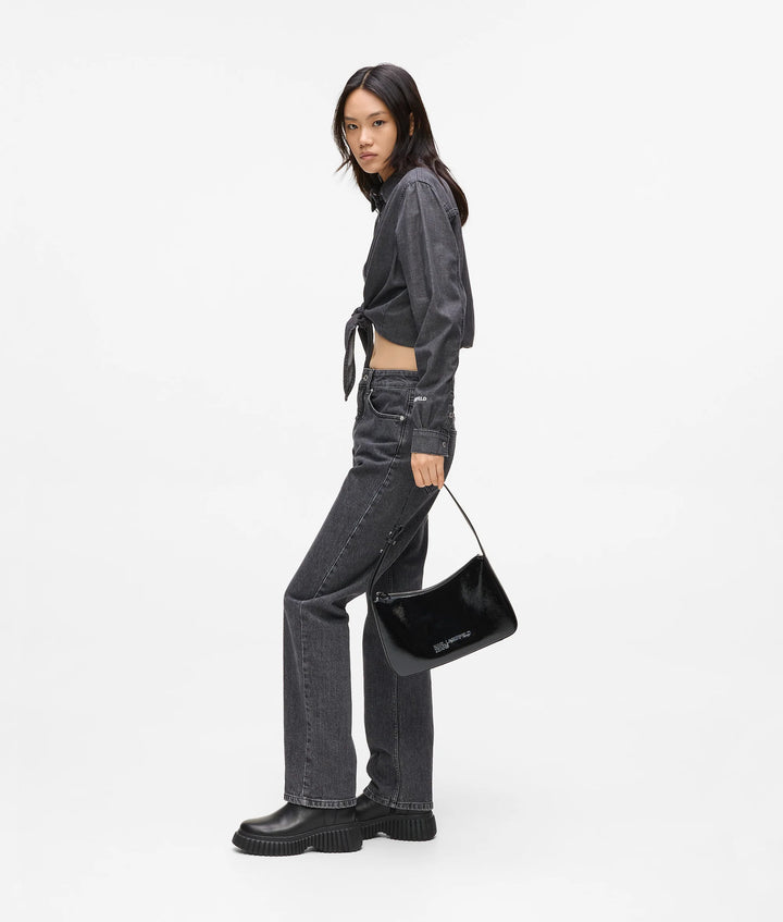 Karl Lagerfeld Logo Shiny Shoulder Bag | Black