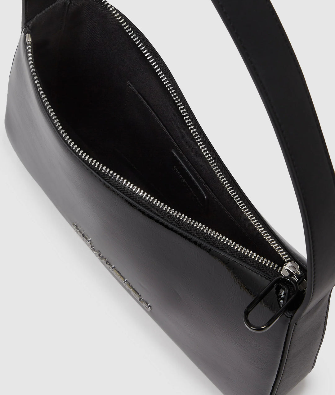 Karl Lagerfeld Logo Shiny Shoulder Bag | Black