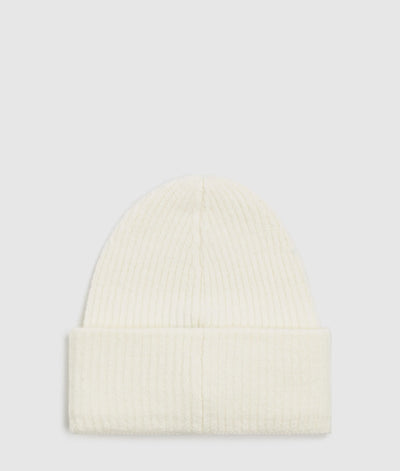 Karl Lagerfeld Unisex Logo Patch Long Beanie | Off White