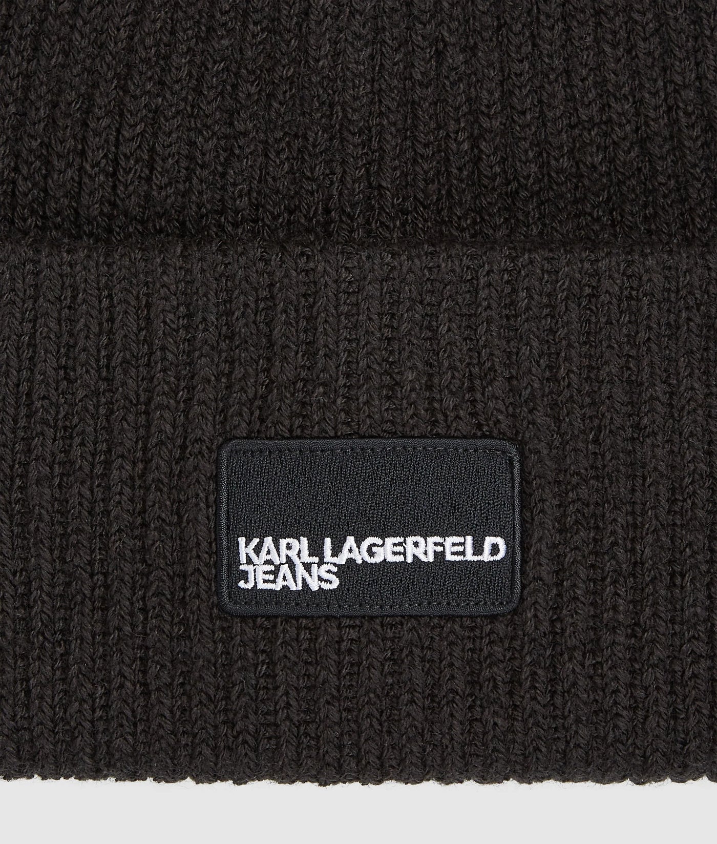 Karl Lagerfeld Unisex Logo Patch Long Beanie | Black